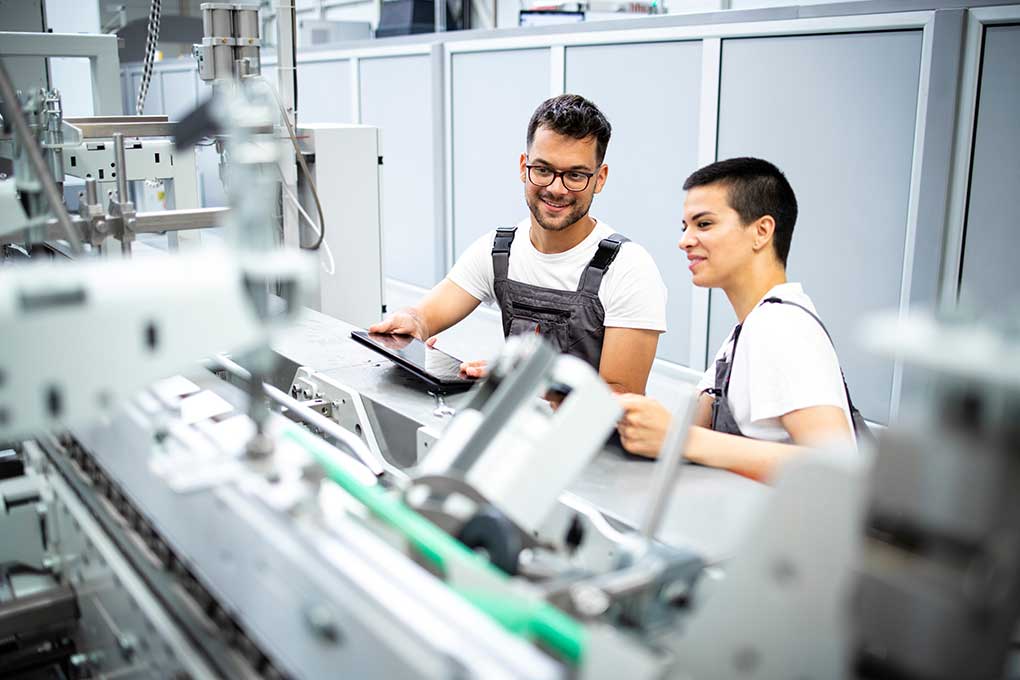 Serviceman controlling process in modern industrial factory