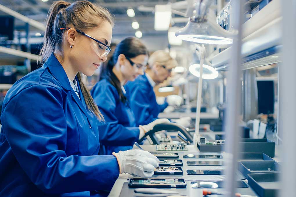 Factor worker assembling circuit boards