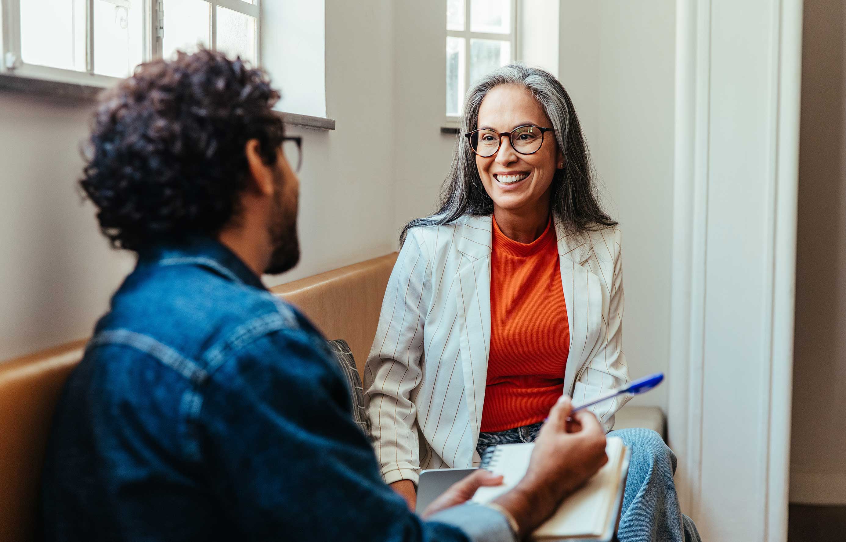 Woman conducting an interview